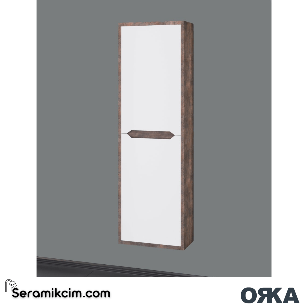 Orka Lago 40cm Boy Dolabı (Sağ-Sol) Kahve Taş / Beyaz - ORK.BYD1109