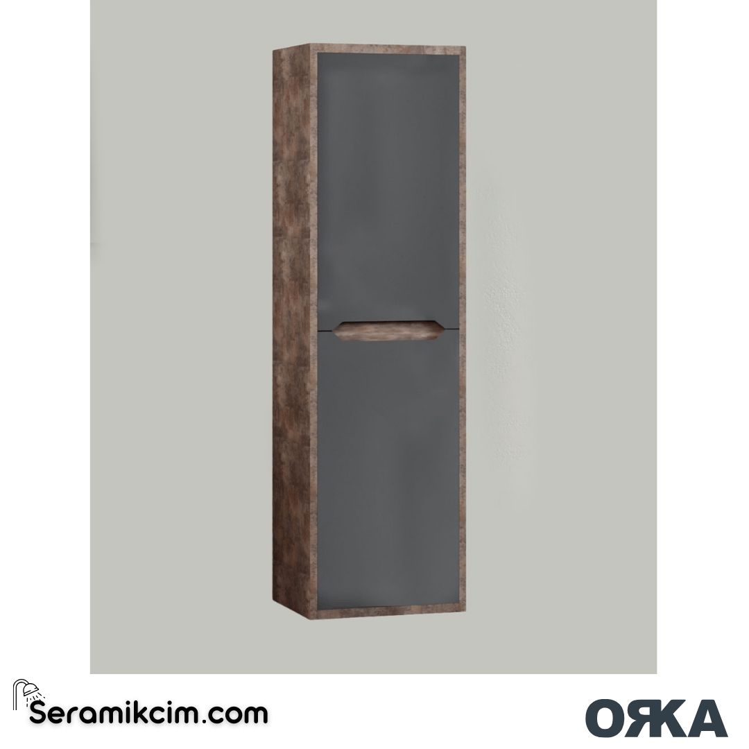 Orka Lago 40cm Boy Dolabı (Sağ-Sol) Kahve Taş / Antrasit - ORK.BYD1108