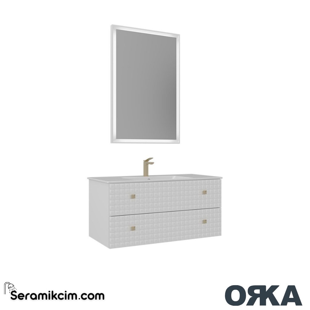 Orka Lipari 100cm Banyo Dolabı Set Asma Mat Beyaz - ORK153.100.02.TKM