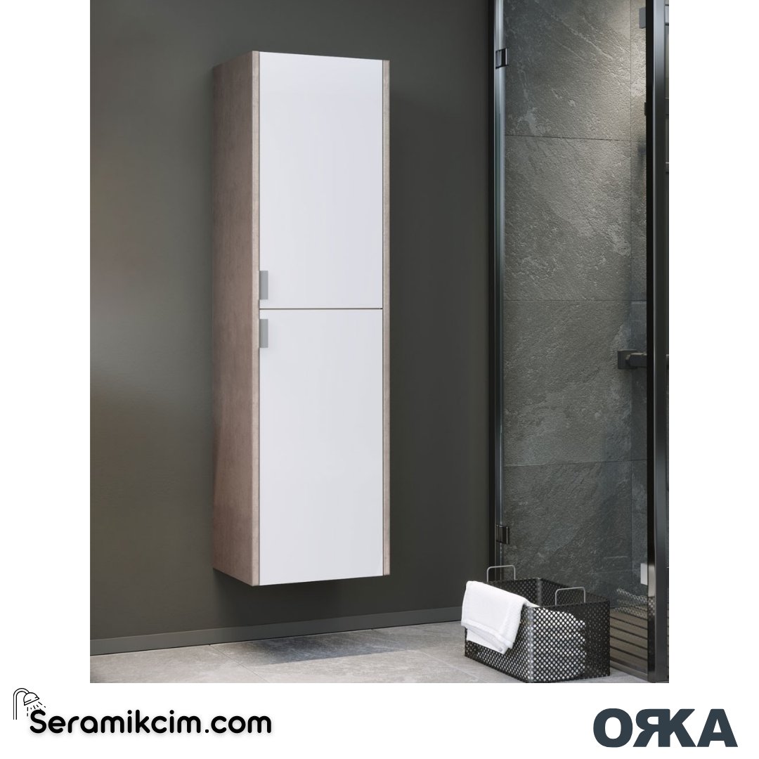 Orka Luna 40cm Boy Dolabı (Sağ-Sol) Gri Taş - ORK.BYD1190