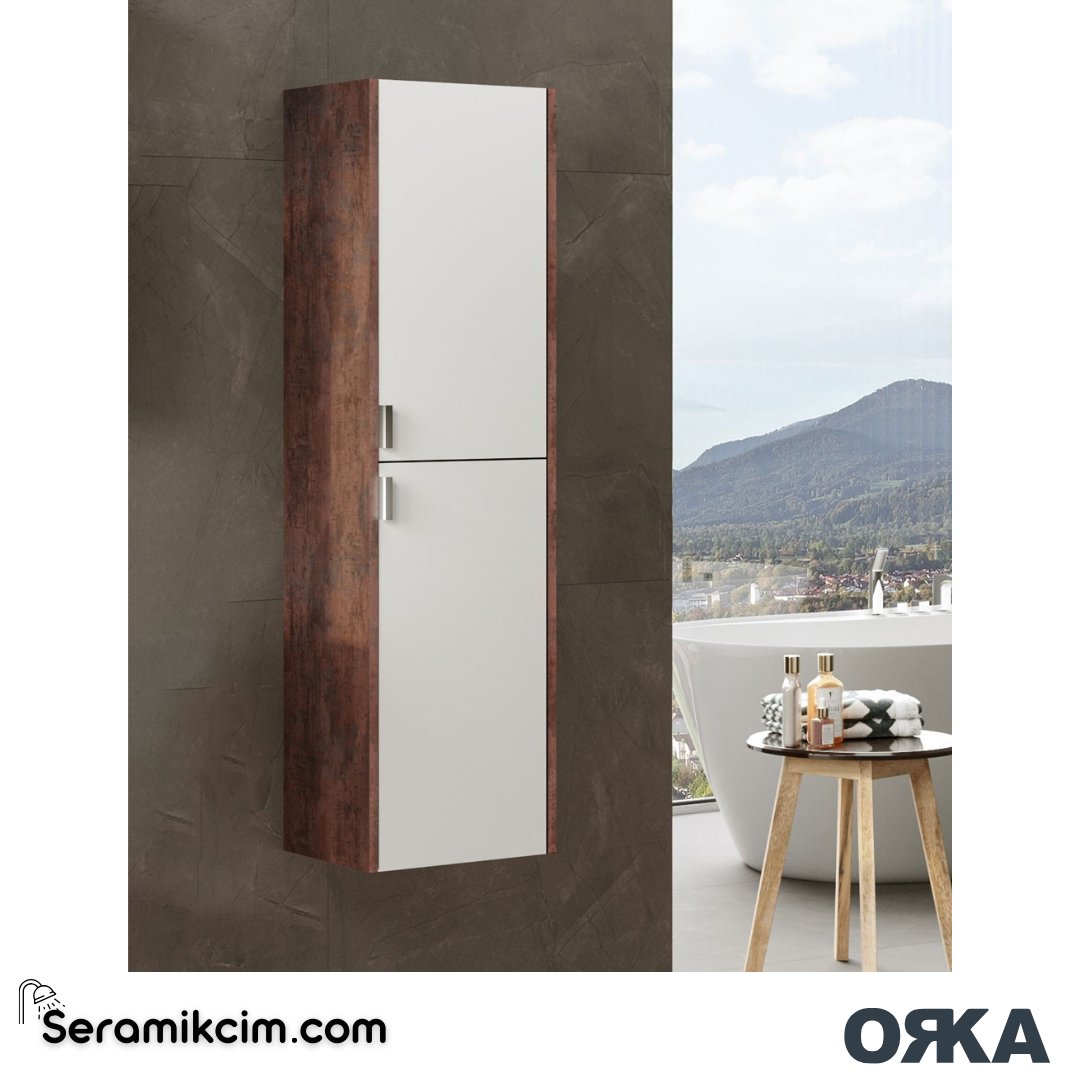Orka Luna 40cm Boy Dolabı (Sağ-Sol) Kahve Taş - ORK.BYD1191
