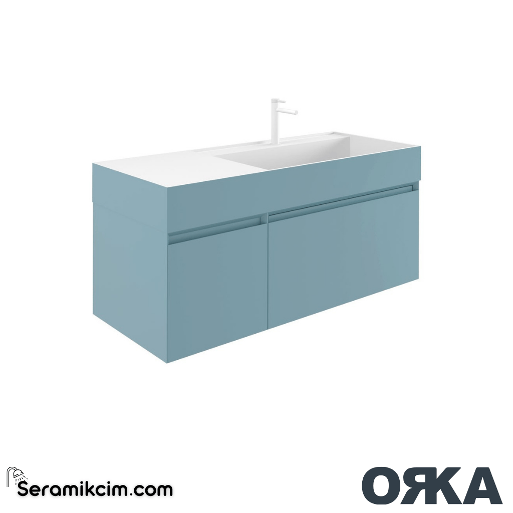 Orka Lusso 80cm Banyo Dolabı Set Mat Mavi - ORK152.80.03.TKM