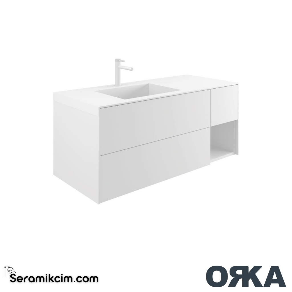 Orka Milano 100cm Banyo Dolabı Set Mat Beyaz - ORK162.100.02.TKM