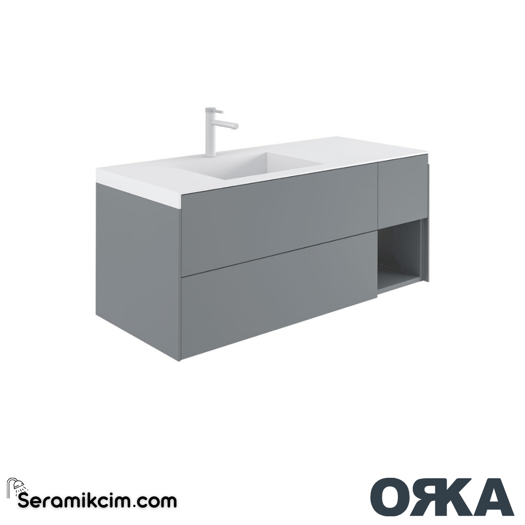 Orka Milano 100cm Banyo Dolabı Set Mat Gri - ORK162.100.03.TKM