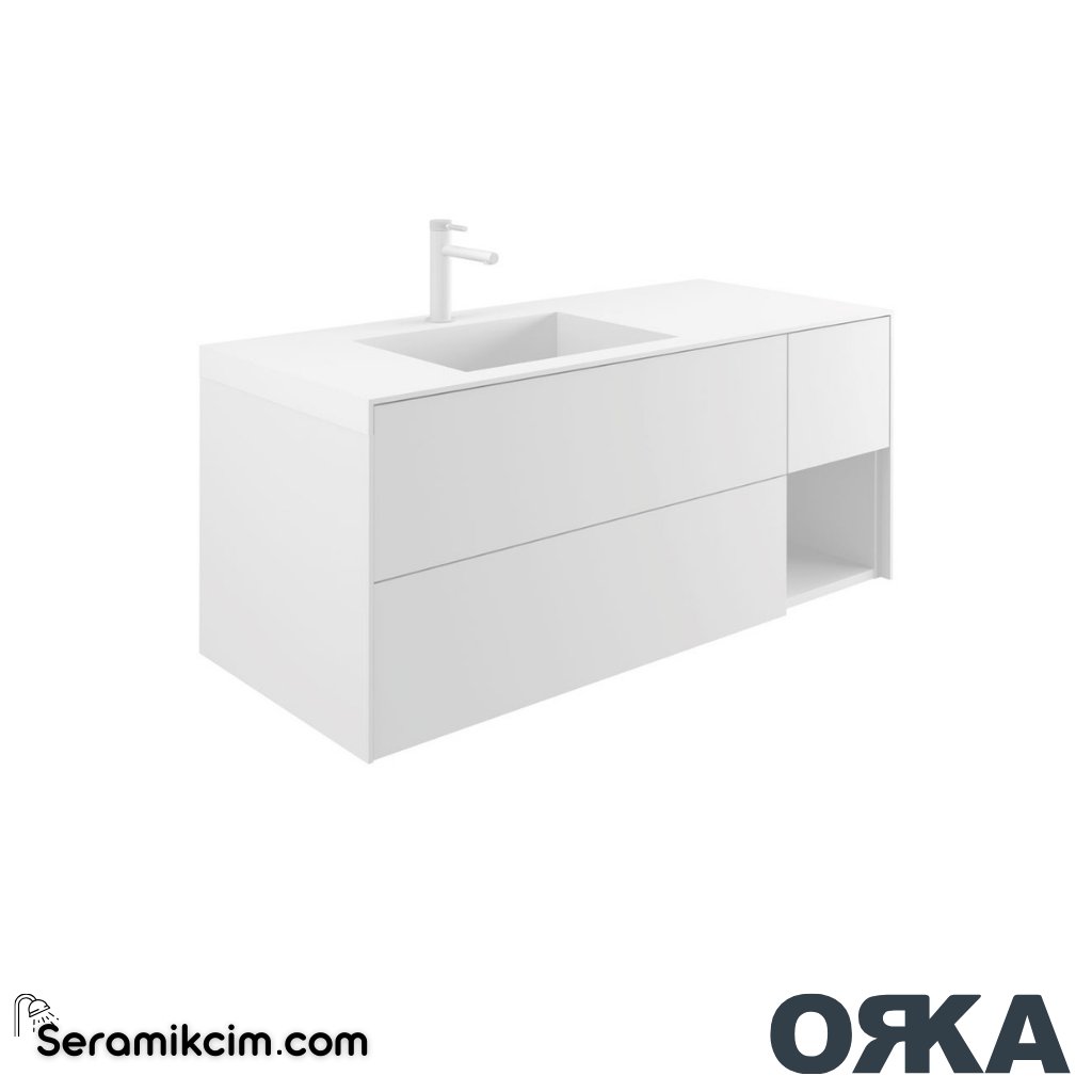 Orka Milano 120cm Banyo Dolabı Set Mat Beyaz - ORK162.120.02.TKM