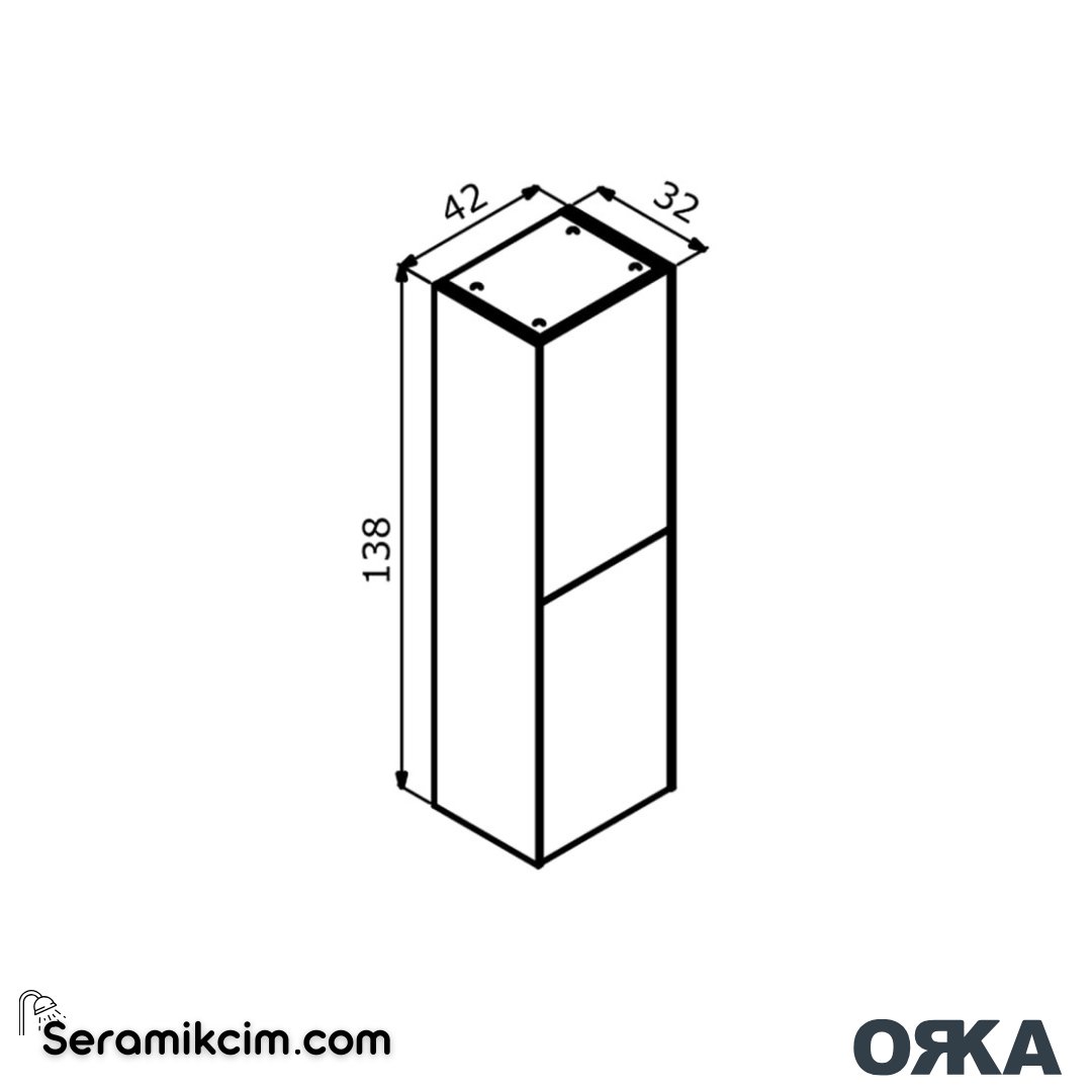 Orka Milano 42cm Boy Dolabı (Sağ-Sol) Mat Beyaz - ORK.BYD1016