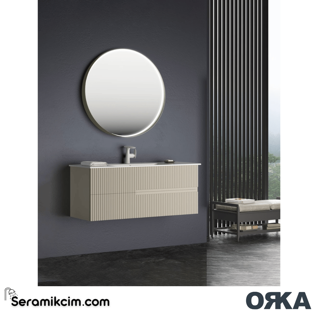 Orka Moonlight 120cm Banyo Dolabı Set Çift Çekmeceli Mat Antrasit - ORK160.120.01.TKM