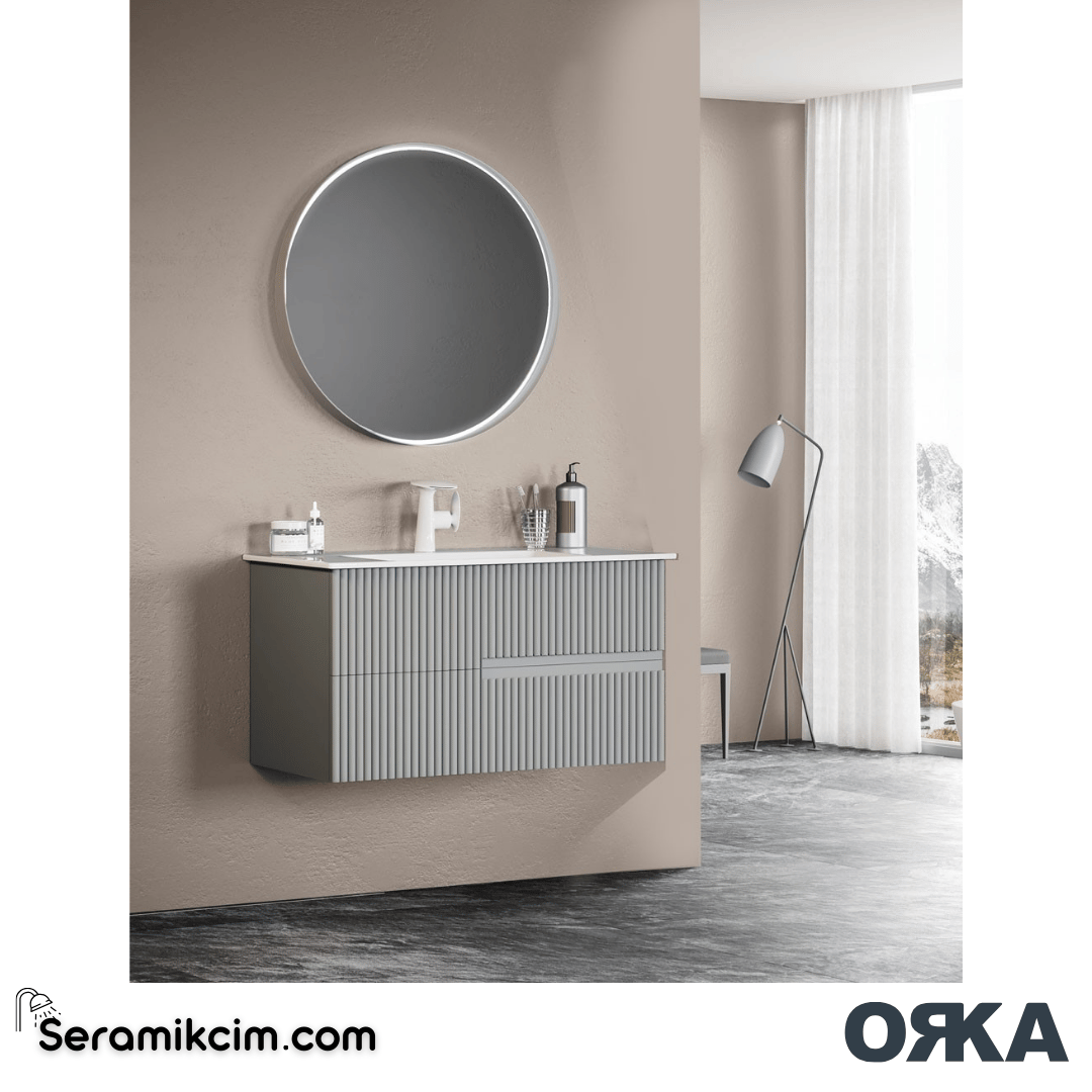 Orka Moonlight 90cm Banyo Dolabı Set Çift Çekmeceli Mat Açık Mavi - ORK160.90.04.TKM