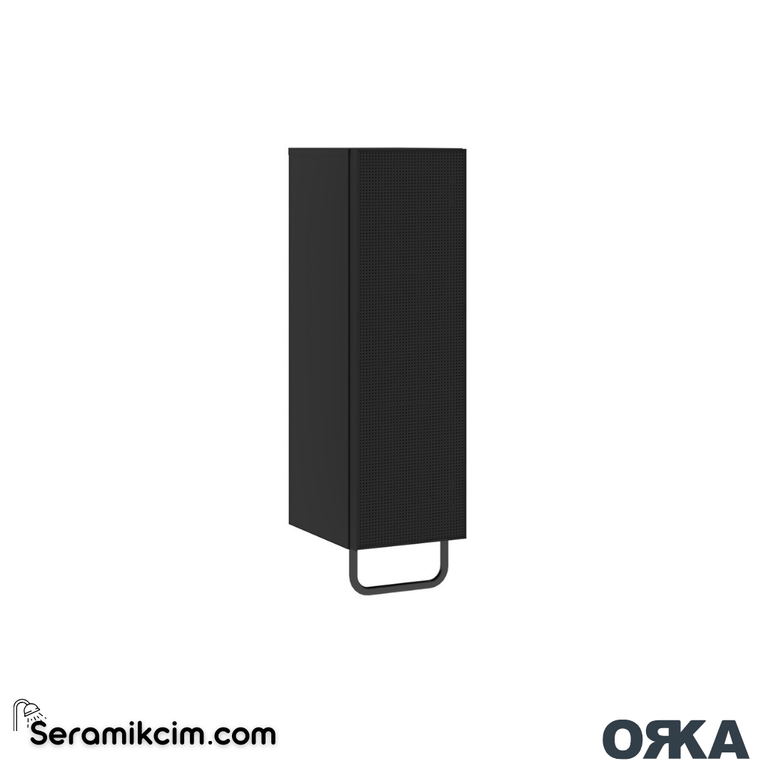 Orka Noto 30cm Kapaklı Havluluklu Boy Dolabı Sol Mat Siyah - ORK.BYD1225