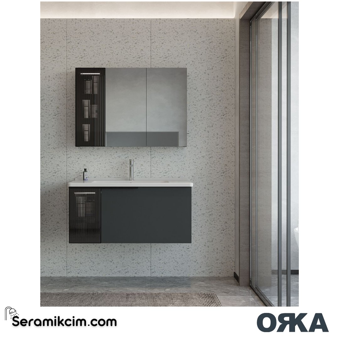 Orka Pure 80cm Banyo Dolabı Set Mat Antrasit - ORK202.80.01.TKM