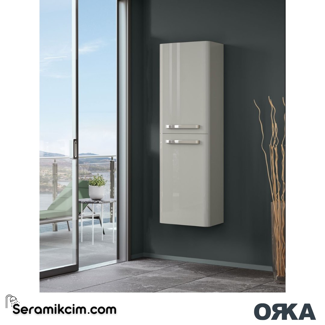Orka Rose 40cm Boy Dolabı (Sağ-Sol) Parlak Cappucino - ORK.BYD1092