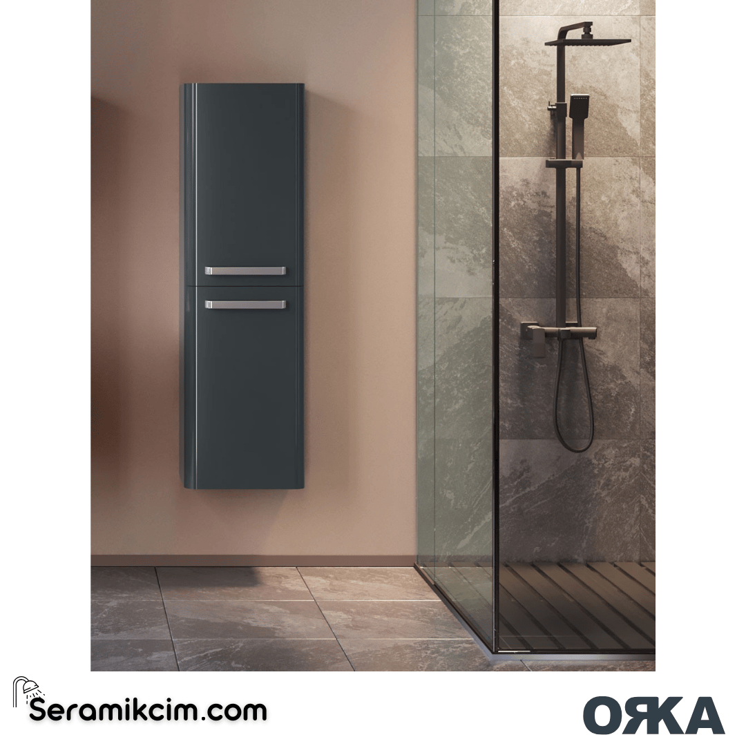 Orka Rose 40cm Boy Dolabı (Sağ-Sol) Parlak Gri - ORK.BYD1091