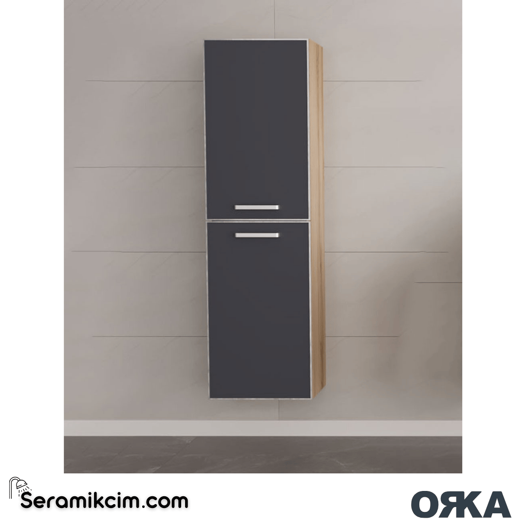 Orka Salerno 40cm Boy Dolabı (Sağ-Sol) Mat Krom Kulp Legnano / Mat Antrasit - ORK.BYD1161