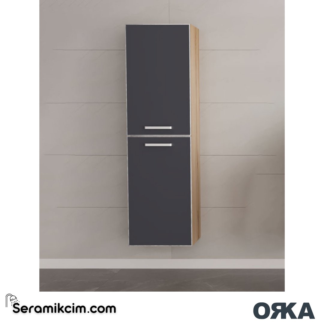Orka Salerno 40cm Boy Dolabı (Sağ-Sol) Mat Altın Kulp Legnano / Mat Antrasit - ORK.BYD1158