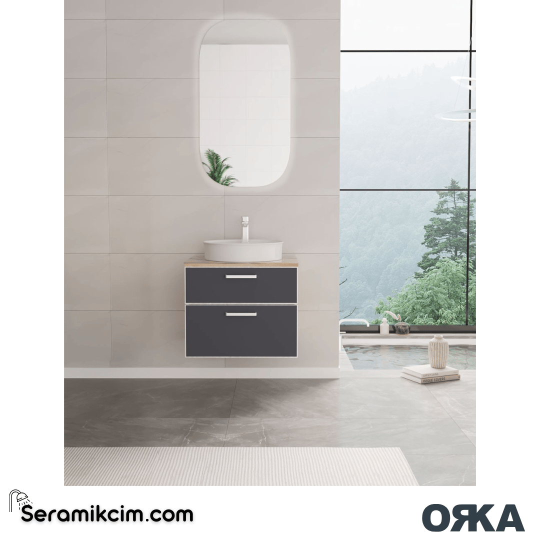 Orka Salerno 60cm Banyo Dolabı Set Mat Krom Kulp Legnano / Mat Beyaz - ORK222.60.02.TKM