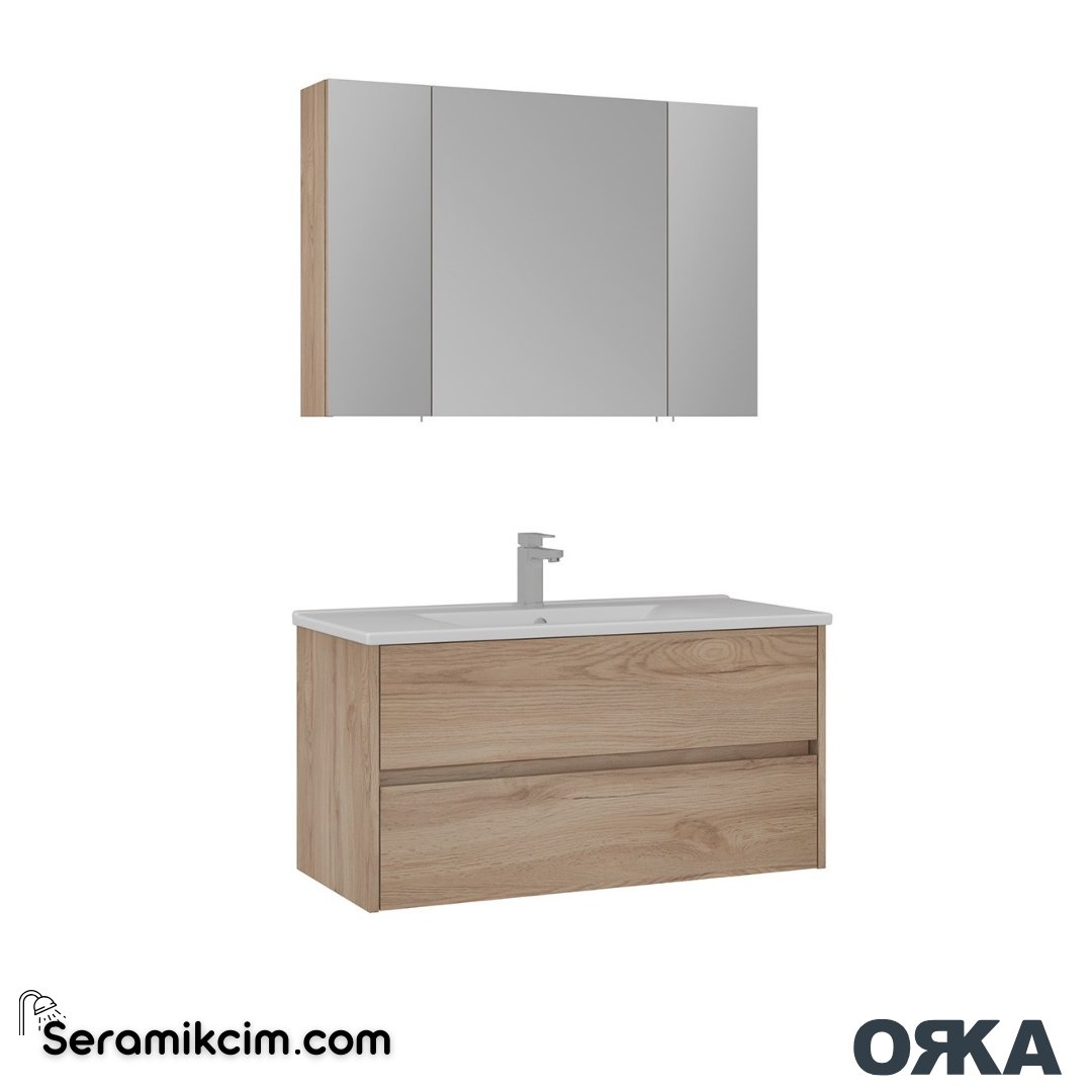 Orka Side 100cm Çekmeceli Banyo Dolabı Set Legnano - ORK225.100.04.TKM