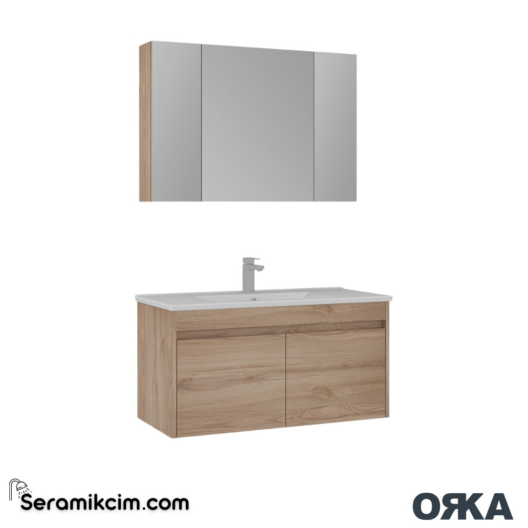 Orka Side 100cm Kapaklı Banyo Dolabı Set Legnano - ORK224.100.04.TKM