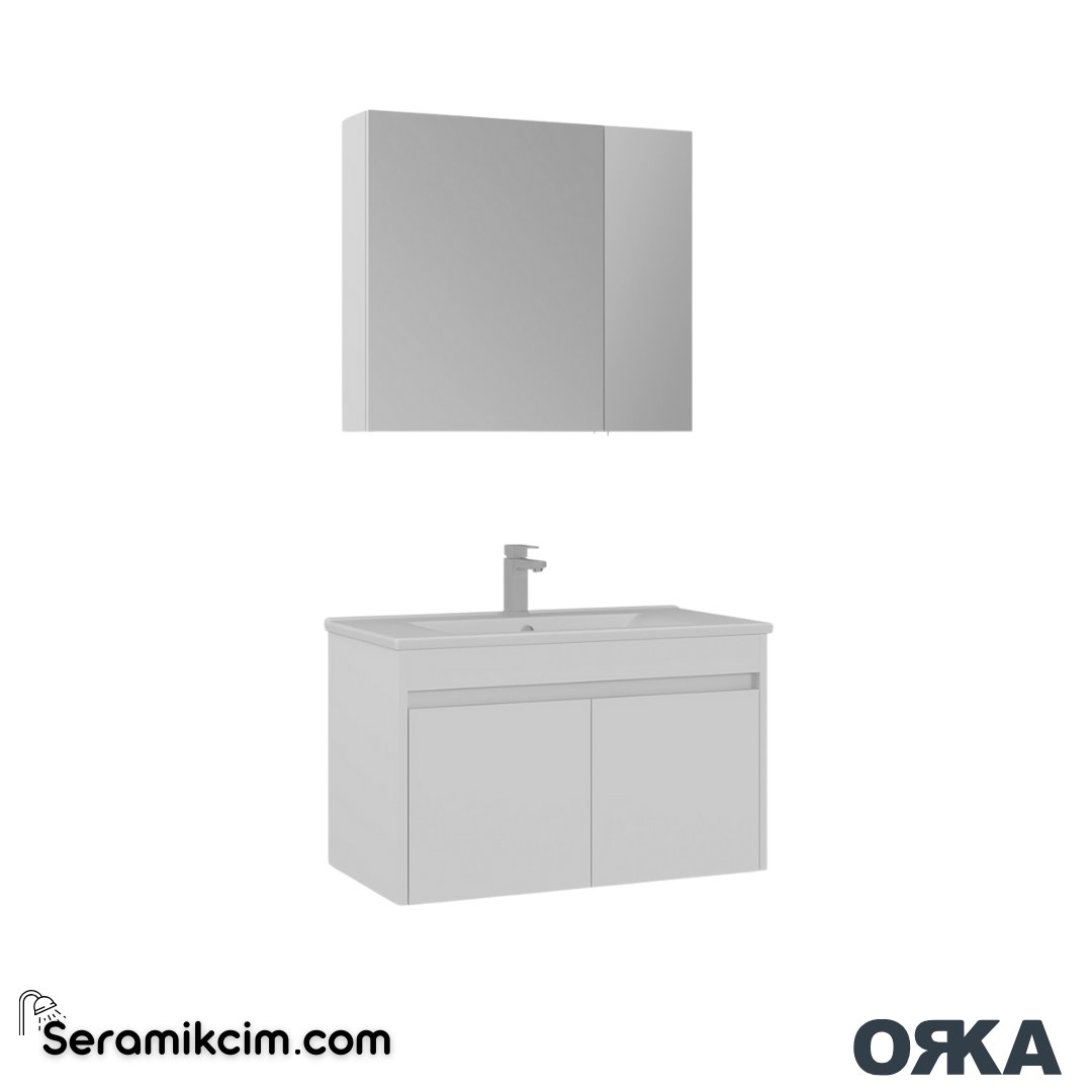 Orka Side 85cm Kapaklı Banyo Dolabı Set Beyaz - ORK224.85.02.TKM