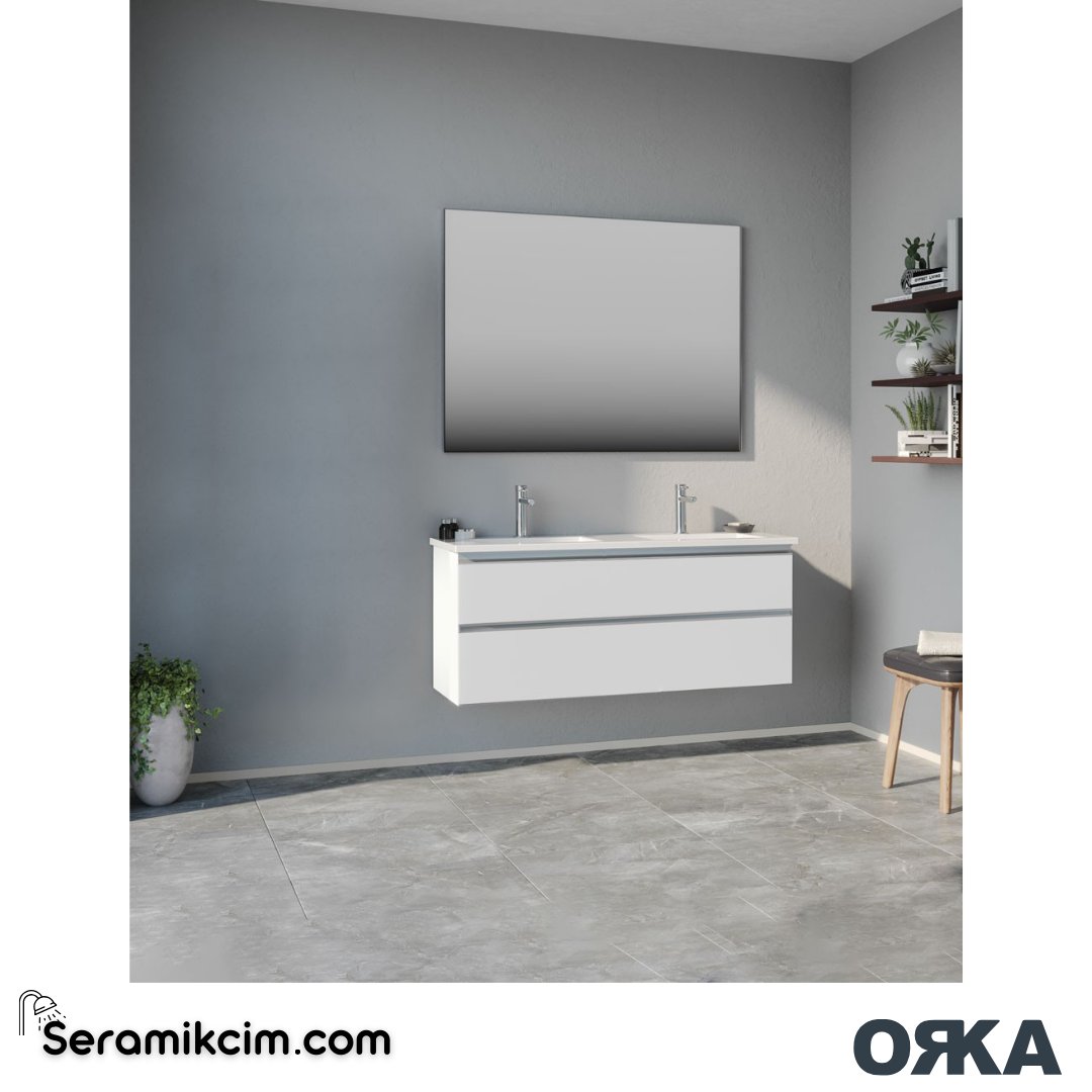 Orka Terme 120cm Banyo Dolabı Set Çekmeceli Parlak Beyaz - ORK241.120.01.TKM
