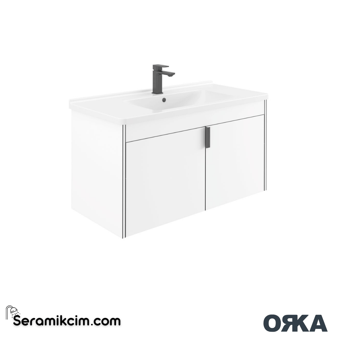 Orka Trio 100cm Asma Banyo Dolabı Set Kapaklı Beyaz - ORK242.100.01.TKM