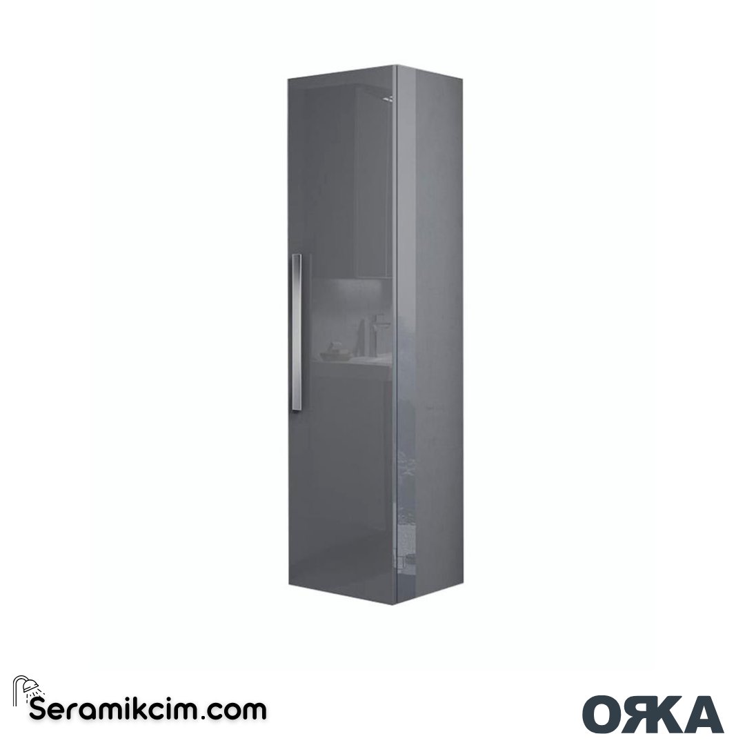 Orka Urla 40cm Boy Dolabı (Sağ-Sol) Parlak Gri - ORK.BYD1166