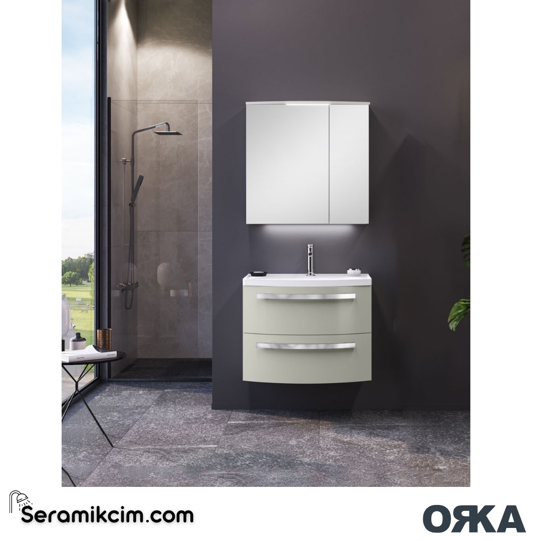Orka Urla 70cm Banyo Dolabı Set Parlak Gri - ORK251.70.03.TKM