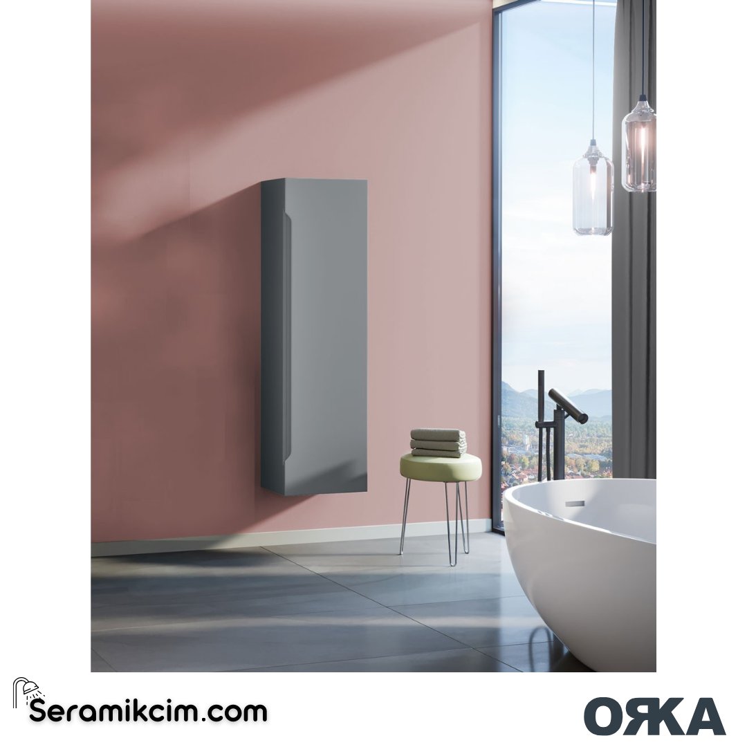 Orka Varna 40cm Boy Dolabı (Sağ-Sol) Mat Gri - ORK.BYD1170
