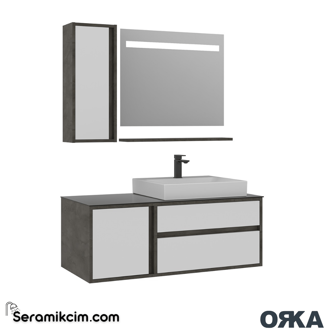 Orka Verona 120cm Banyo Dolabı Set Irony Beyaz - ORK273.120.02.TKM