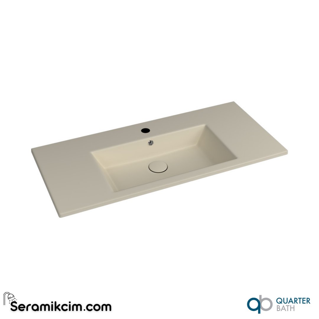 Quarter Bath 100cm Aquasol Line Dolap Uyumlu Etajerli Lavabo Fildişi - 70AQ21100.07.1.3.01