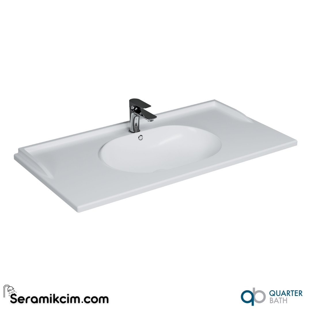 Quarter Bath 100cm North Hill Dolap Uyumlu Etajerli Lavabo Beyaz - 70NH21100