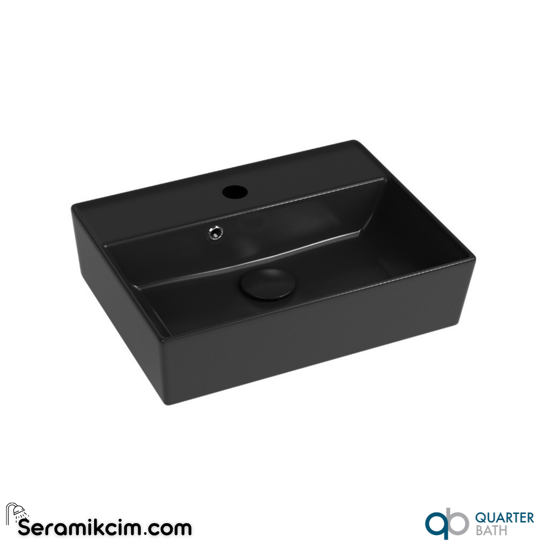 Quarter Bath 50cm Cross Line Çanak Lavabo Parlak Siyah - 70CL23050.30.1.3.01
