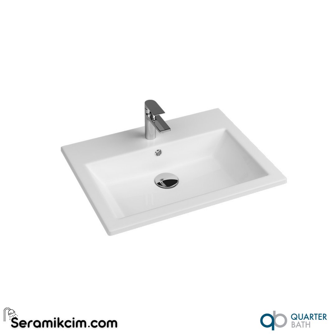 Quarter Bath 60cm Aquasol Line Dolap Uyumlu Etajerli Lavabo Beyaz - 70AQ21060