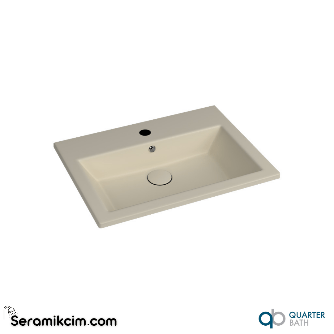 Quarter Bath 60cm Aquasol Line Dolap Uyumlu Etajerli Lavabo Fildişi - 70AQ21060.07.1.3.01