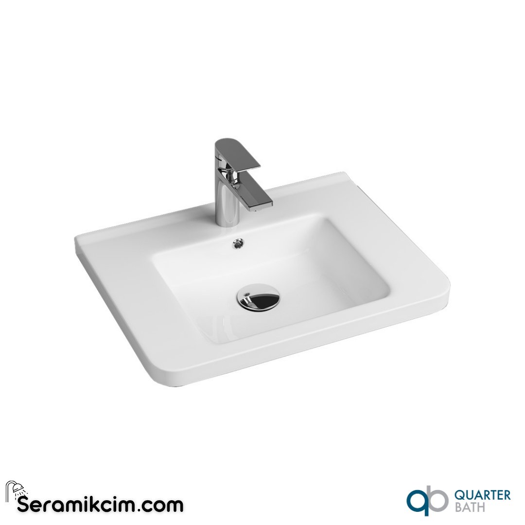 Quarter Bath 60cm Space Line Dolap Uyumlu Etajerli Lavabo Beyaz - 70SP21060