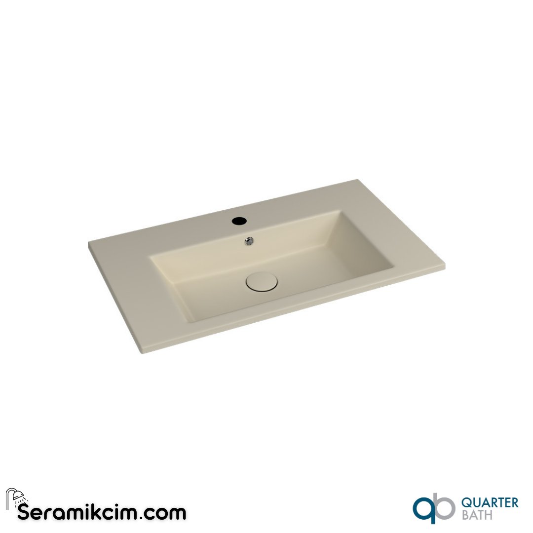 Quarter Bath 80cm Aquasol Line Dolap Uyumlu Etajerli Lavabo Fildişi - 70AQ21080.07.1.3.01