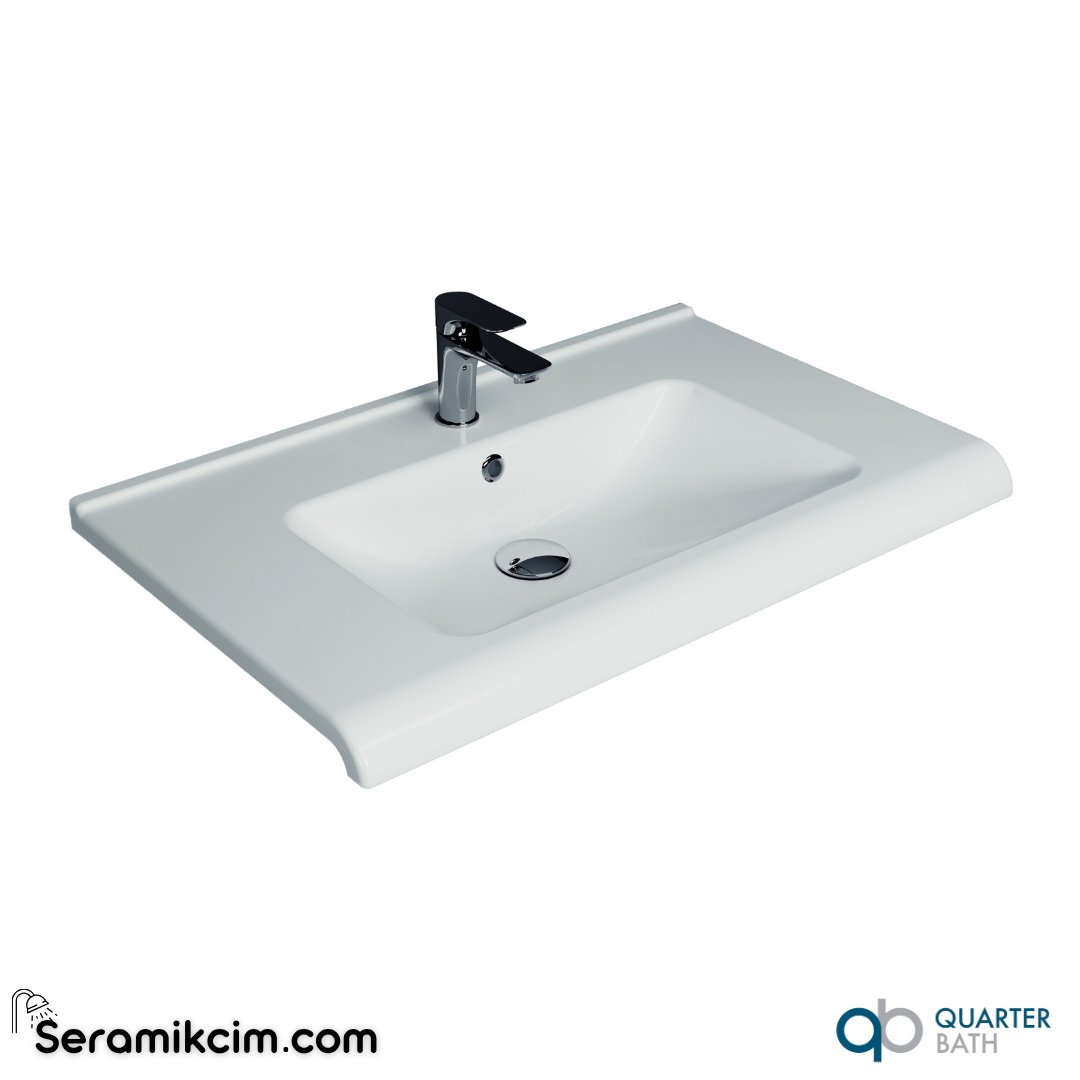 Quarter Bath 80cm Melt Mobilya Uyumlu Etajerli Lavabo Beyaz - 70ML21080