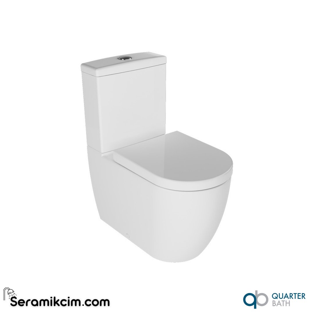 Quarter Bath Deep Rimless Duvara Sıfır Klozet + Rezervuar Beyaz - 70DE06001