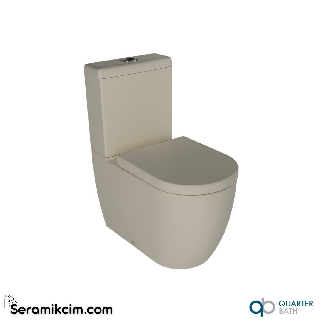 Quarter Bath Deep Rimless Duvara Sıfır Klozet + Rezervuar Fildişi - 70DE06001.07.1.3.01