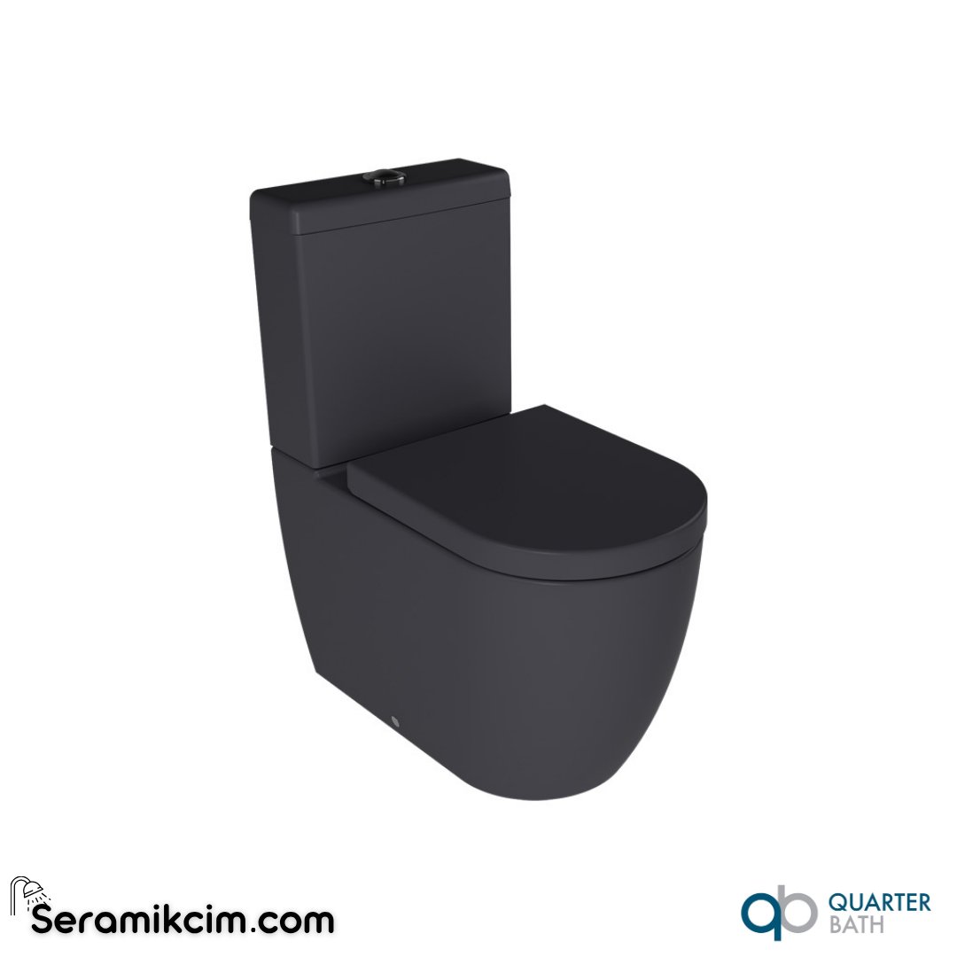Quarter Bath Deep Rimless Duvara Sıfır Klozet + Rezervuar Antrasit - 70DE06001.02.1.3.01