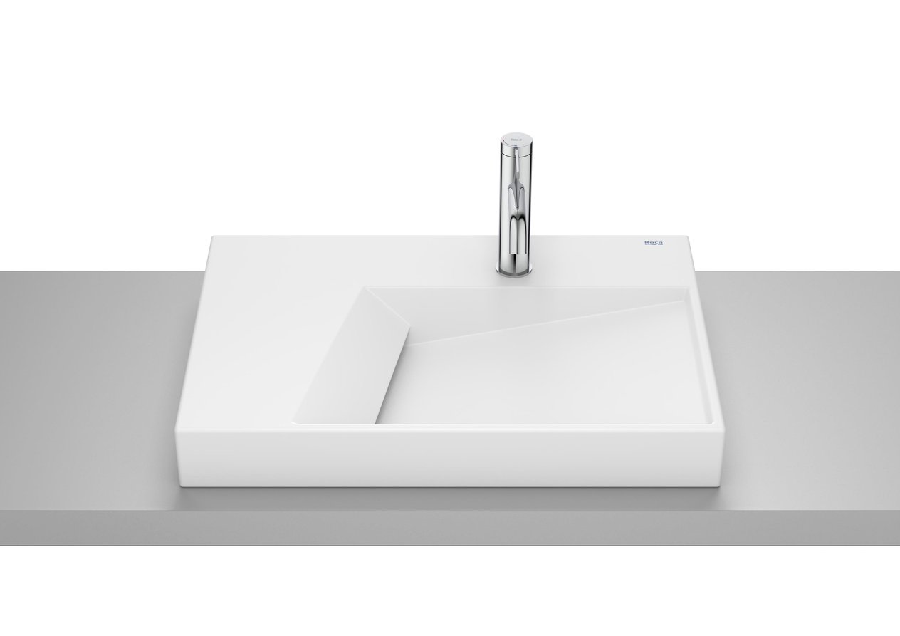 Roca Over countertop ceramic basin with taphole. Mat Beyaz A32727662B - A32727662B