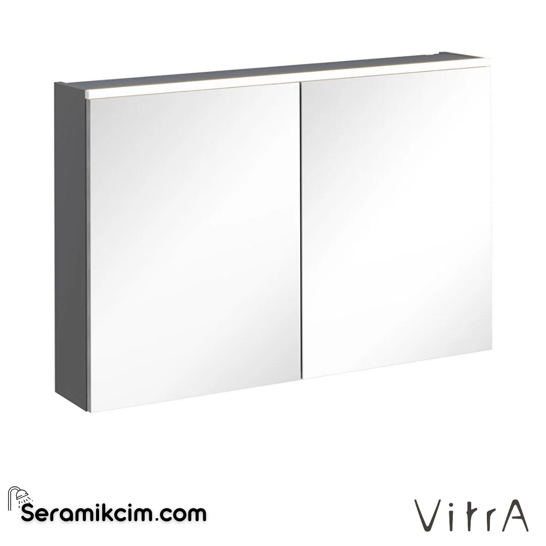 Vitra Core Dolaplı Ayna, 100cm, Mat Fırtına Gri, Aydınlatmalı - 67626