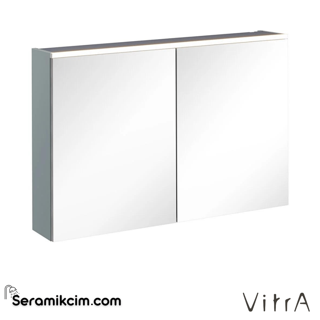 Vitra Core Dolaplı Ayna, 100cm, Mat Fiyord Yeşili, Aydınlatmalı - 67634