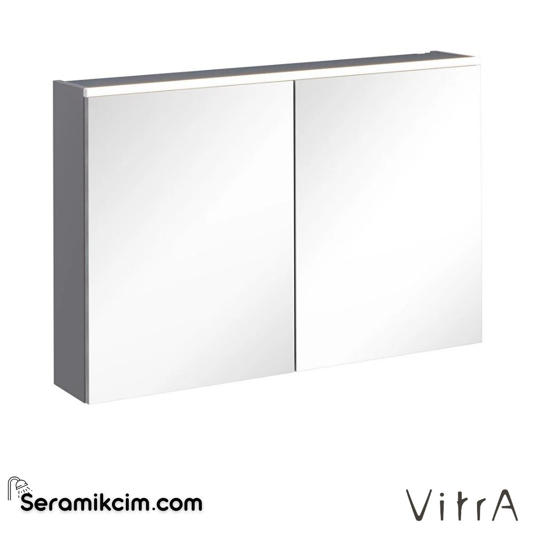 Vitra Core Dolaplı Ayna, 100cm, Mat Kaya Gri, Aydınlatmalı - 67625