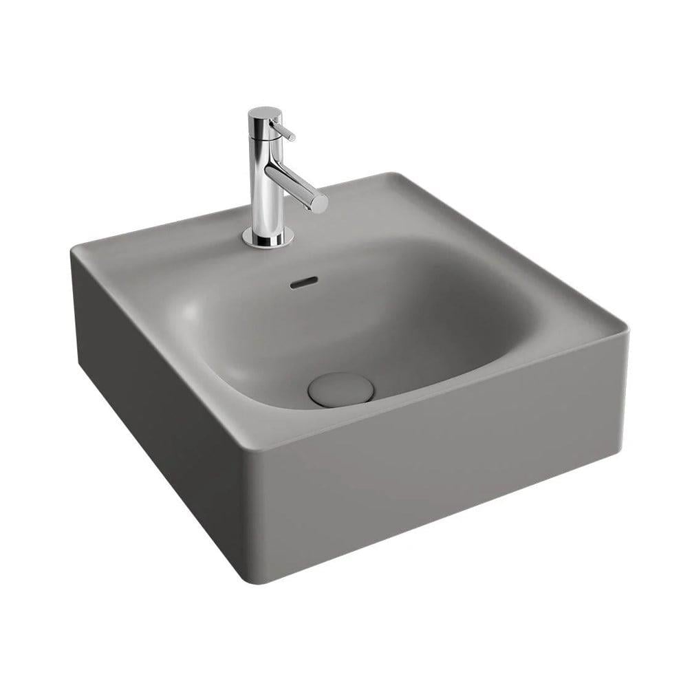 Vitra Equal Çanak Lavabo Dikdörtgen, Kompakt, 45X45 Cm Tek Armatür Delikli, Su Taşma Delikli, Clean, Mat Taş Gri - 7240B476-0631