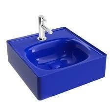 Vitra Equal Çanak Lavabo Yuvarlak, Kompakt, 45X45 Cm Tek Armatür Delikli, Su Taşma Delikli, Clean, Indigo Mavi - 7240B440-0631
