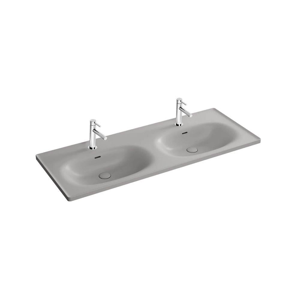 Vitra Equal Etajerli Lavabo 130X52 Cm Tek Armatür Delikli, Su Taşma Delikli, Clean, Mat Taş Gri - 7244B476-0001