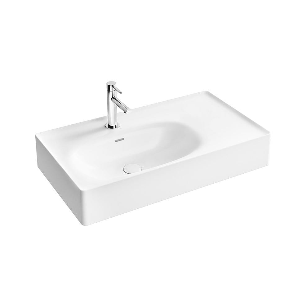 Vitra Equal Lavabo Dikdörtgen, 80X45 Cm Tek Armatür Delikli, Su Taşma Delikli, Clean, Beyaz - 7242B403-0001