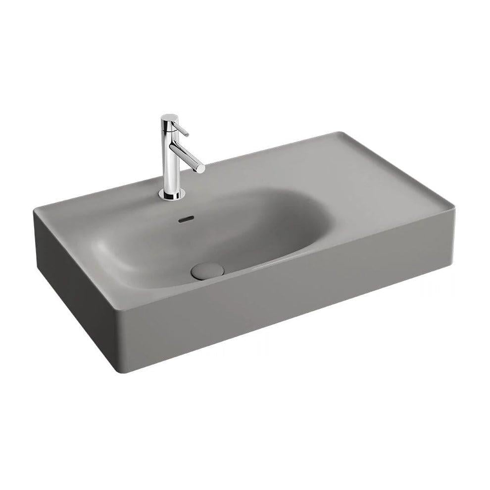 Vitra Equal Lavabo Dikdörtgen, 80X45 Cm Tek Armatür Delikli, Su Taşma Delikli, Clean, Mat Taş Gri - 7242B476-0001