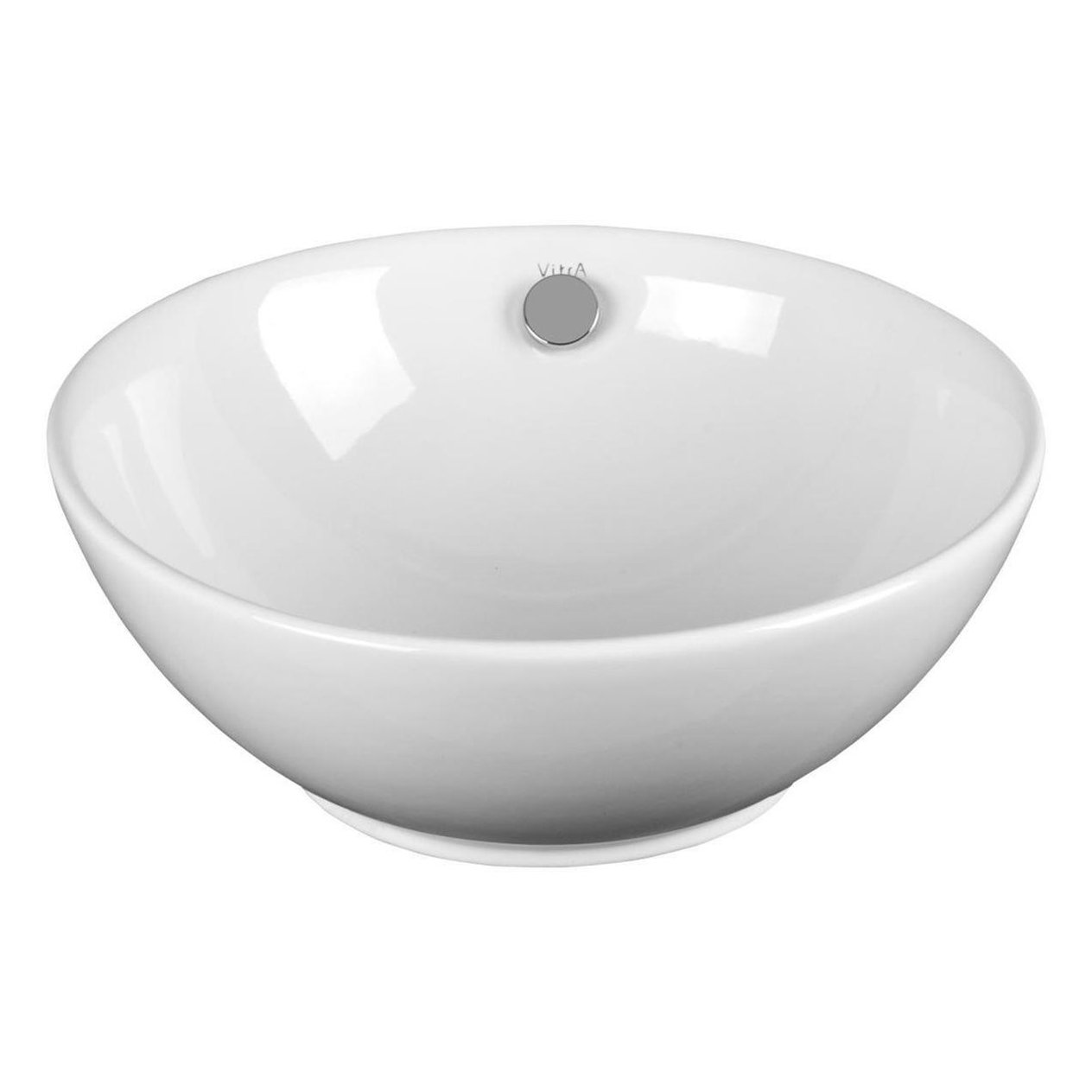 VitrA Geo Çanak Lavabo Yuvarlak, Kompakt, 45x43 cm Armatür Deliksiz, Su Taşma Delikli, Beyaz - 4324B003-0012