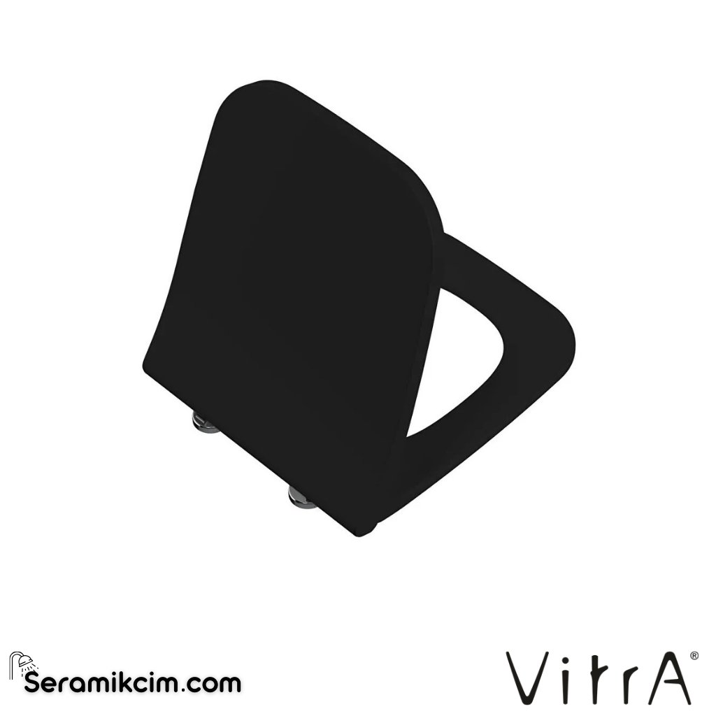 VitrA Integra Square Klozet Kapağı Slim, Duroplast, Üstten Sıkmalı Yavaş Kapanır, Kolay Sök-Tak, Metal Menteşeli, Mat Siyah 191-483R009 - 191-483R009